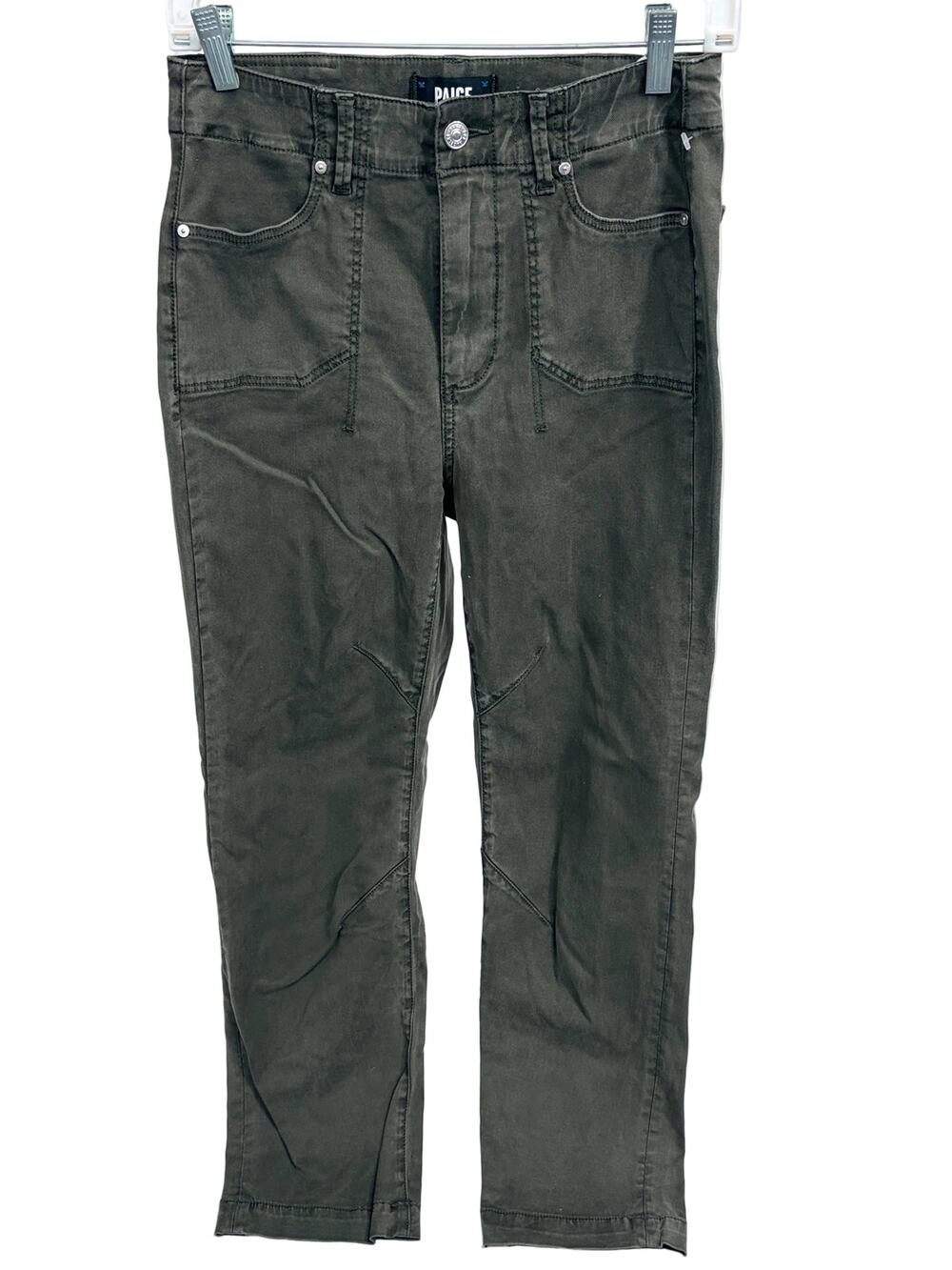 Paige olive green straight leg jeans